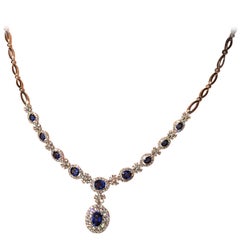 Collier pendentif royal en saphir bleu et diamant blanc, 70 % d'acompte