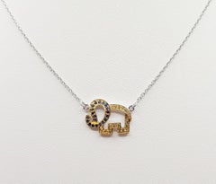 Blue Sapphire and Yellow Sapphire Elephant Necklace set in Silver Settings