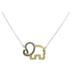 Blue Sapphire and Yellow Sapphire Elephant Necklace set in Silver Settings