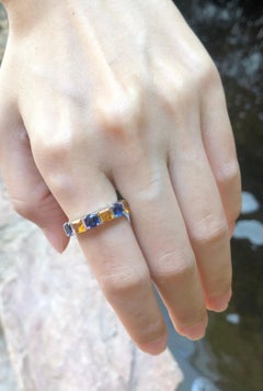 Blue Sapphire  and Yellow Sapphire Ring set in 18 Karat White Gold Settings