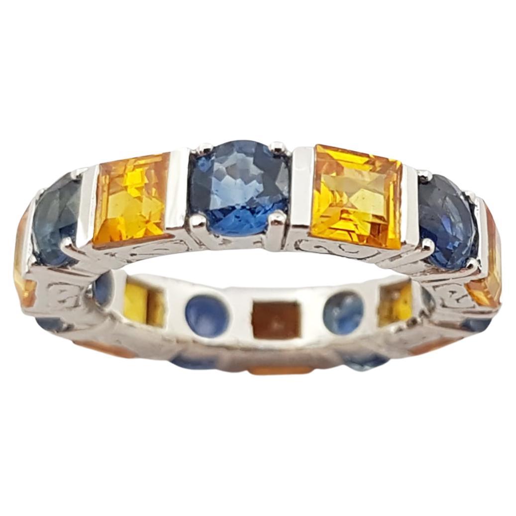 Blue Sapphire  and Yellow Sapphire Ring set in 18 Karat White Gold Settings
