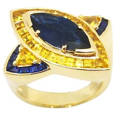Blue Sapphire and Yellow Sapphire Ring set in 18K Gold Settings