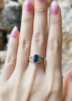 Blue Sapphire and Yellow Sapphire Ring set in 18K White Gold Settings
