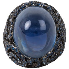 Blue Sapphire Art Deco Style Ring