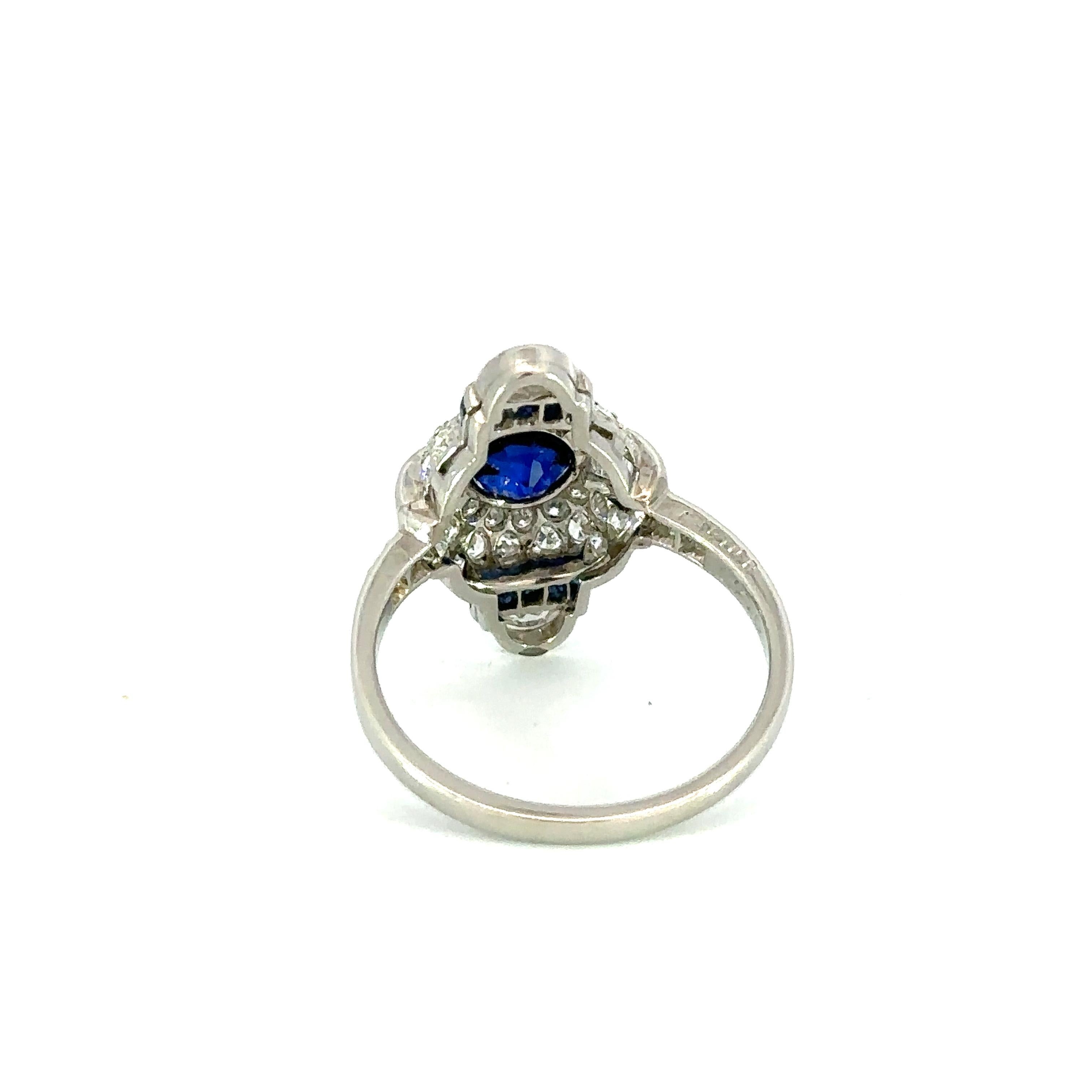 Round Cut Cartier NY Sapphire & diamond Art deco era ring For Sale
