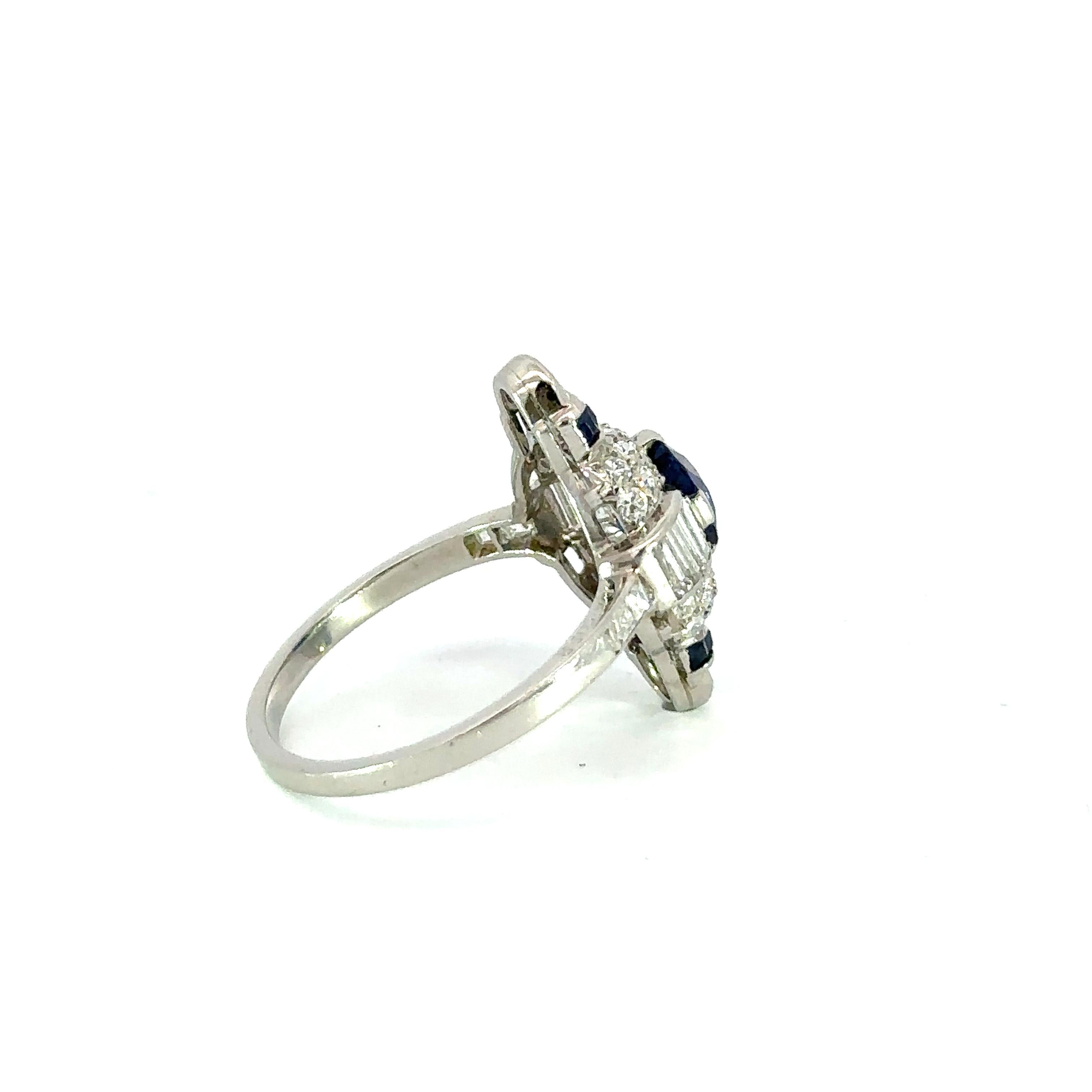 Women's Cartier NY Sapphire & diamond Art deco era ring For Sale