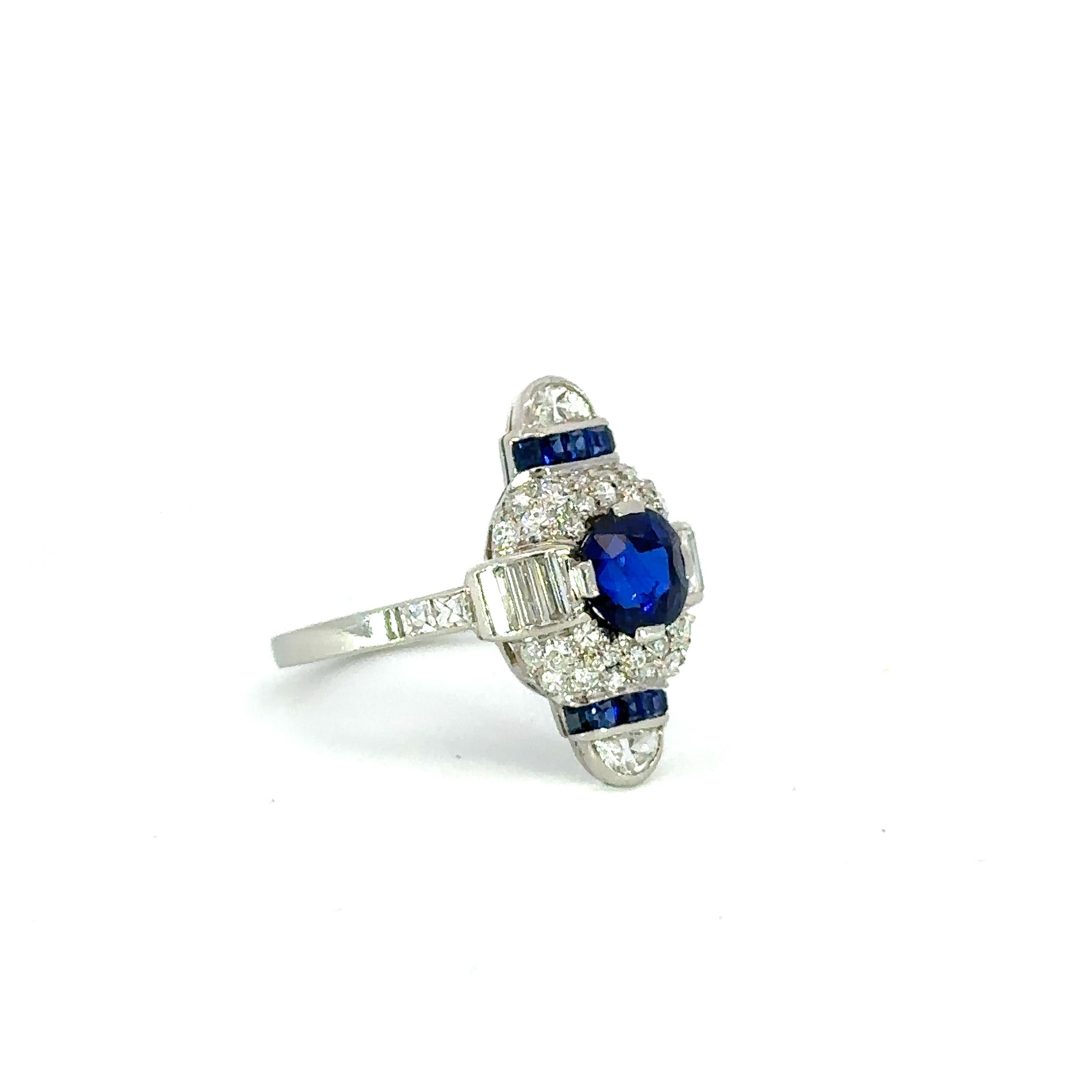 Cartier NY Sapphire & diamond Art deco era ring For Sale 1