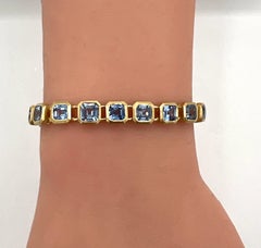 Blue Sapphire Asscher Bracelet in 18K Yellow Gold