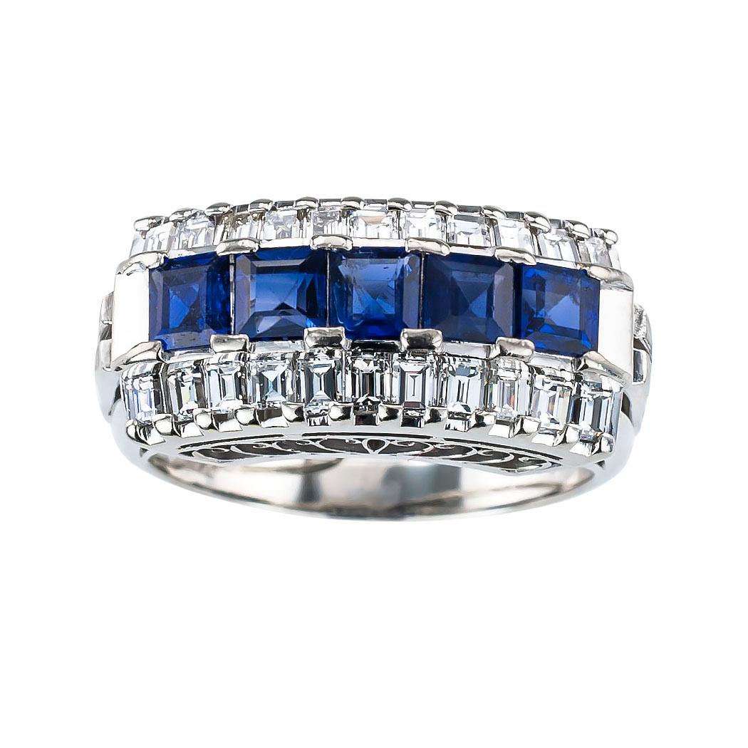 Blue sapphire diamond and platinum ring band circa 1980.  Love it because it caught your eye, and we are here to connect you with beautiful and affordable jewelry.  It is time to claim a special reward for Yourself!  Simple and concise information