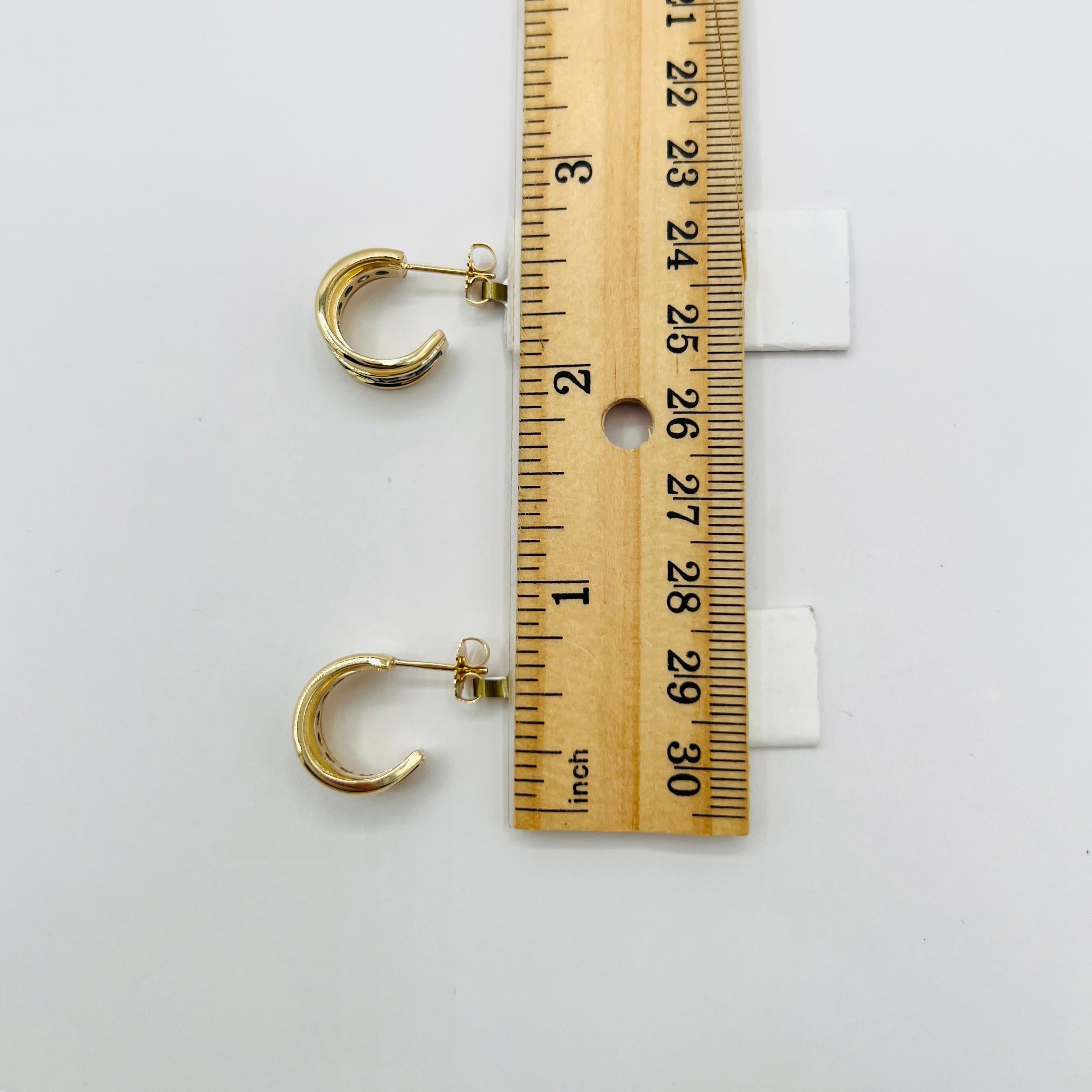 Orecchini Baguette con zaffiro blu in oro giallo 14 carati in vendita 2