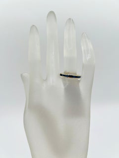 Blue Sapphire Baguette Eternity Band Ring in 14K Yellow Gold