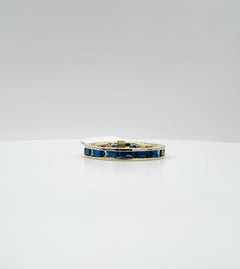 Blauer Saphir Baguette Eternity Band Ring in 14K Gelbgold