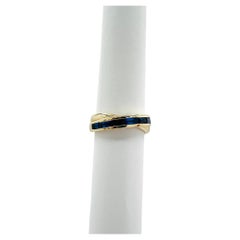 Blauer Saphir Baguette Ring in 14K Gelbgold