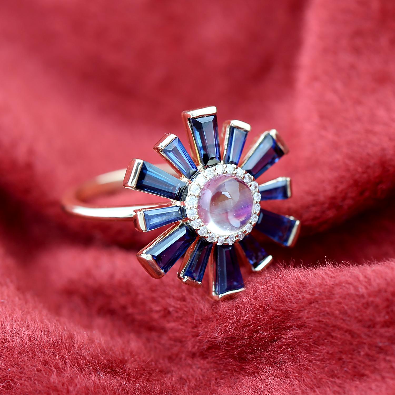 18KT:4.670g,D:0.08ct, Moon:1.10ct,Sapp:2.59ct,