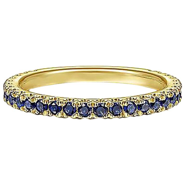 Blue Sapphire Band, 14 Karat Gold Genuine Blue Sapphire Stackable Ring