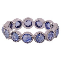 2.91 Carat Clear Blue Sapphire Band in 18k Gold 