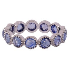 2.91 Carat Clear Blue Sapphire Band in 18k Gold