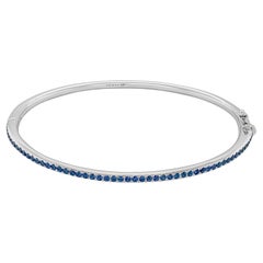Blue Sapphire Bangle in 18k White Gold