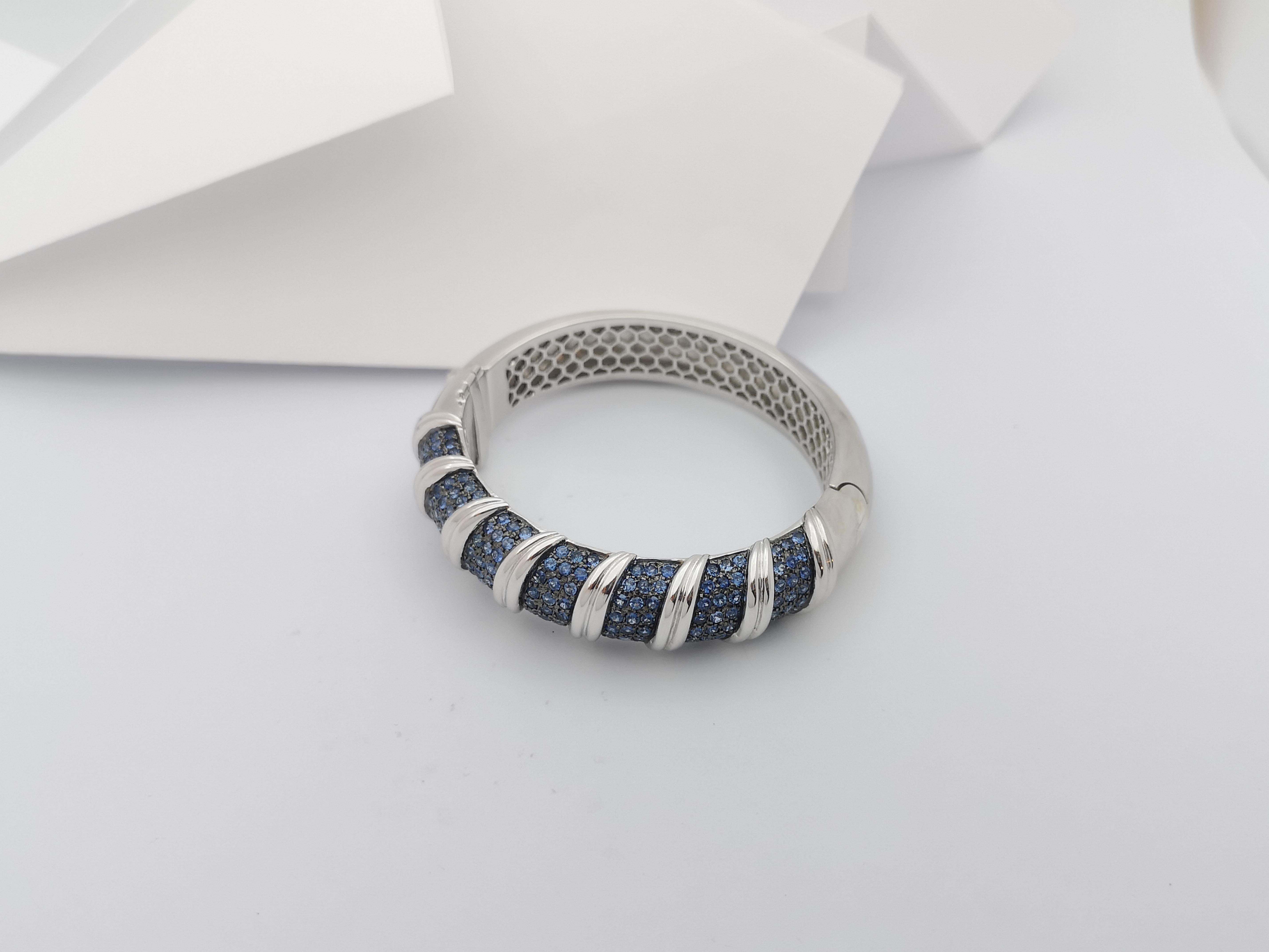 Blue Sapphire Bangle set in Silver Settings For Sale 3