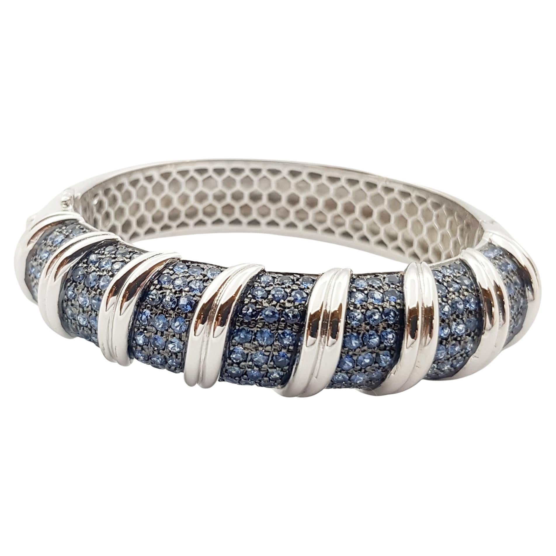 Blue Sapphire Bangle set in Silver Settings For Sale