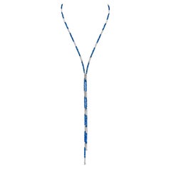 Blauer Saphir Perlen & Magnet Halskette in Platin