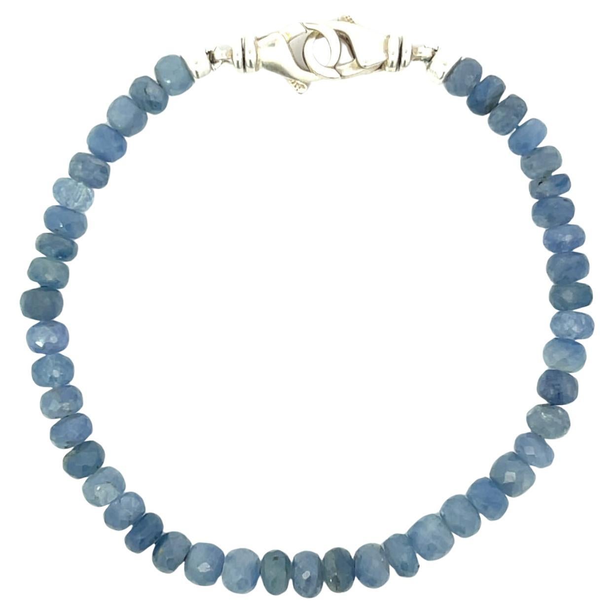 Bracelet en argent sterling et perles de saphir bleu