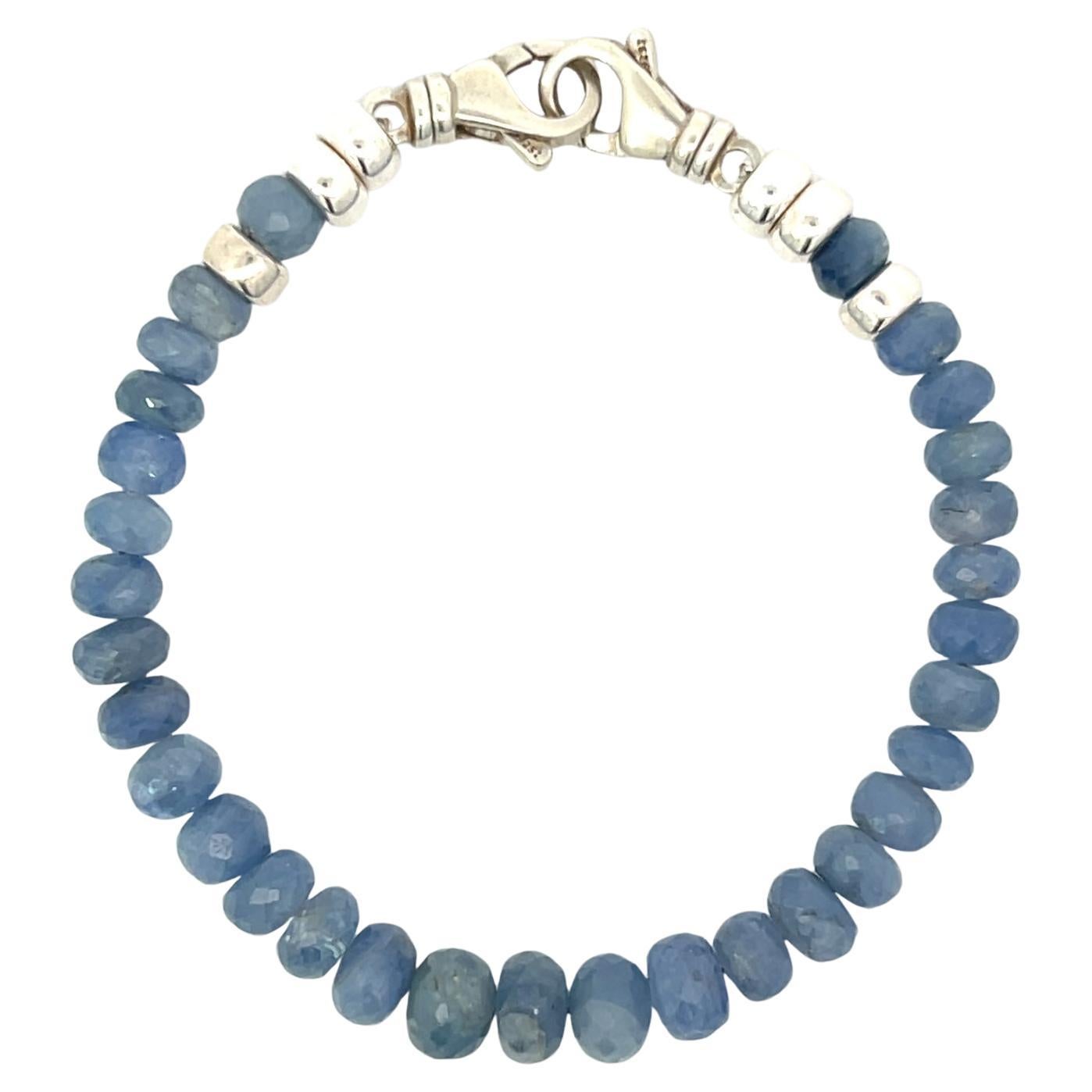 Bracelet en argent sterling et perles de saphir bleu
