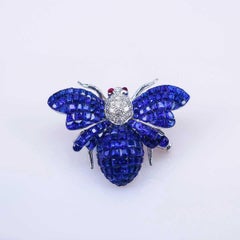 Blue Sapphire Bee Brooch