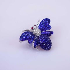 Blue Sapphire Bee Brooch