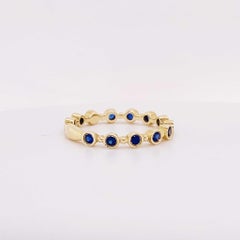 Blue Sapphire Bezel Band 14 Karat Gold Stackable MADE TO ORDER, LR4584
