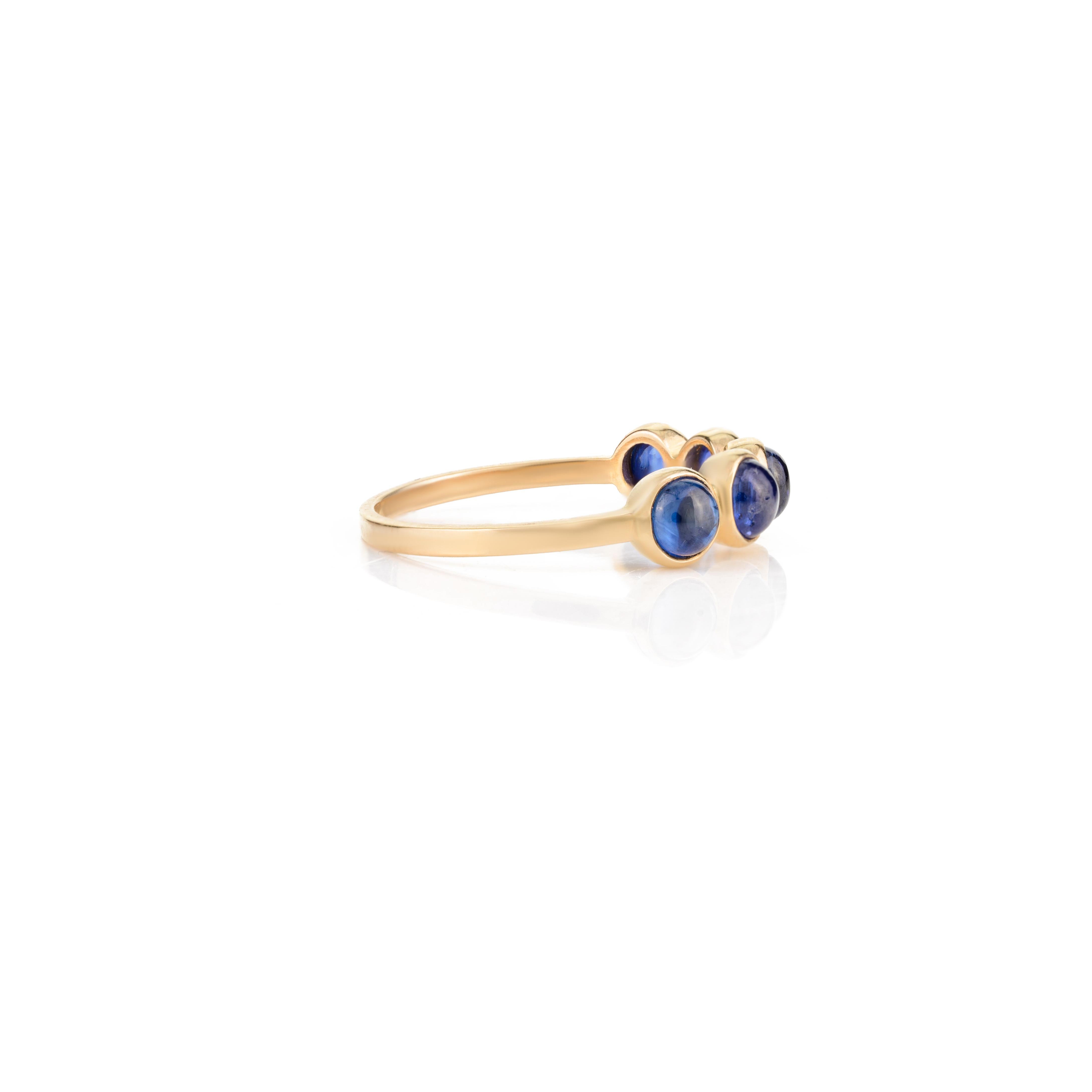 Im Angebot: Blauer Saphir Lünette Set Band Stacking Ring in 14k Solid Yellow Gold Geschenk für Sie () 3