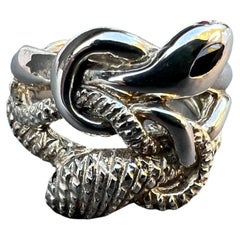 Blue Sapphire Black Diamond Ruby Snake Ring Sterling Silver  Animal Jewelry