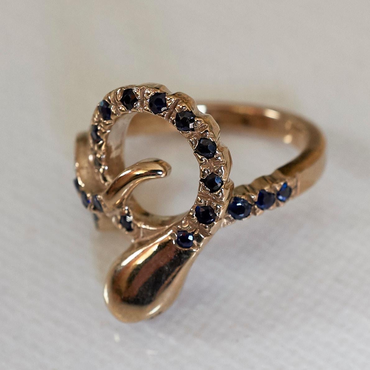 Sapphire Black Diamond Snake Ring Bronze J Dauphin For Sale at 1stDibs ...
