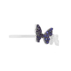 Blue Sapphire Black Rhodium 14 Karat White Gold Butterfly Ring