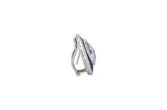 Blue Sapphire, Blue Sapphire with Diamond Earrings Set in 18 Karat White Gold
