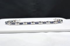 Blue Sapphire Bracelet 14 Karat White Gold with Diamonds