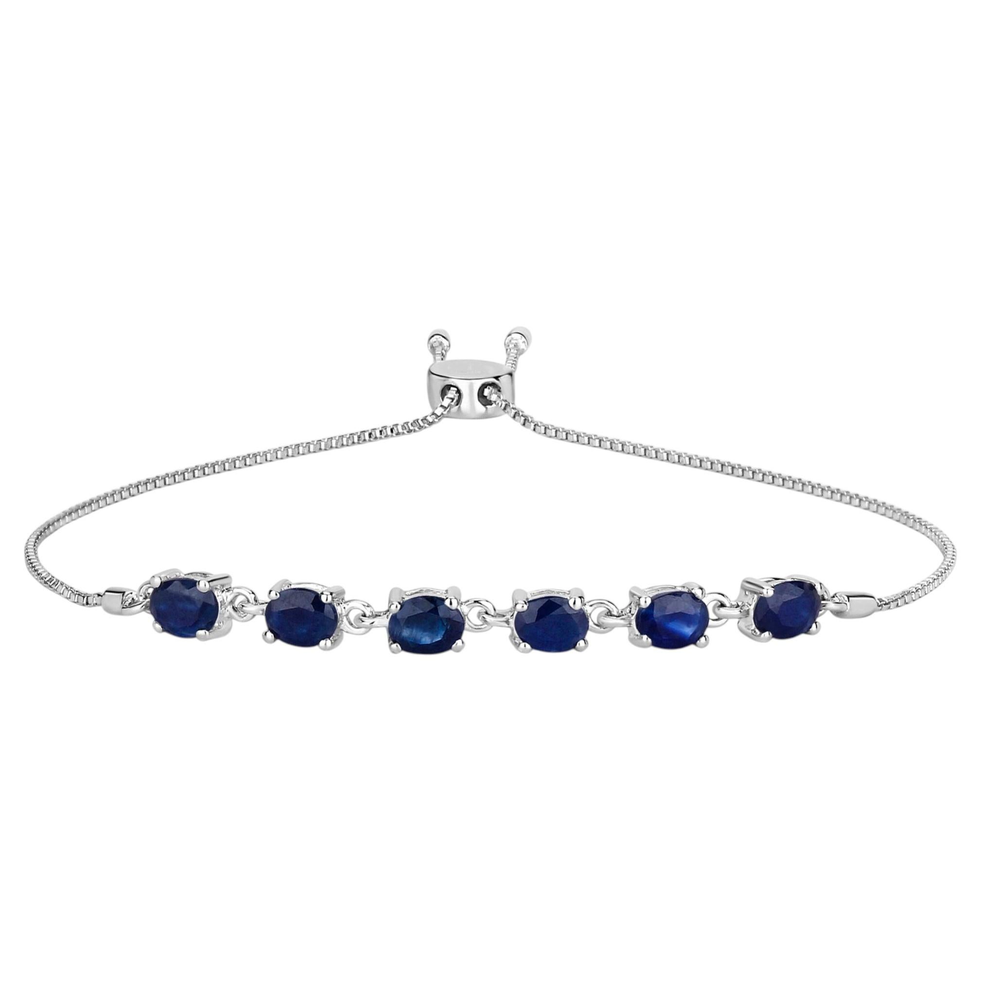 Blue Sapphire Bracelet 2.02 Carats Sterling Silver