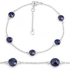 Blue Sapphire Bracelet 4.98 Carats Sterling Silver