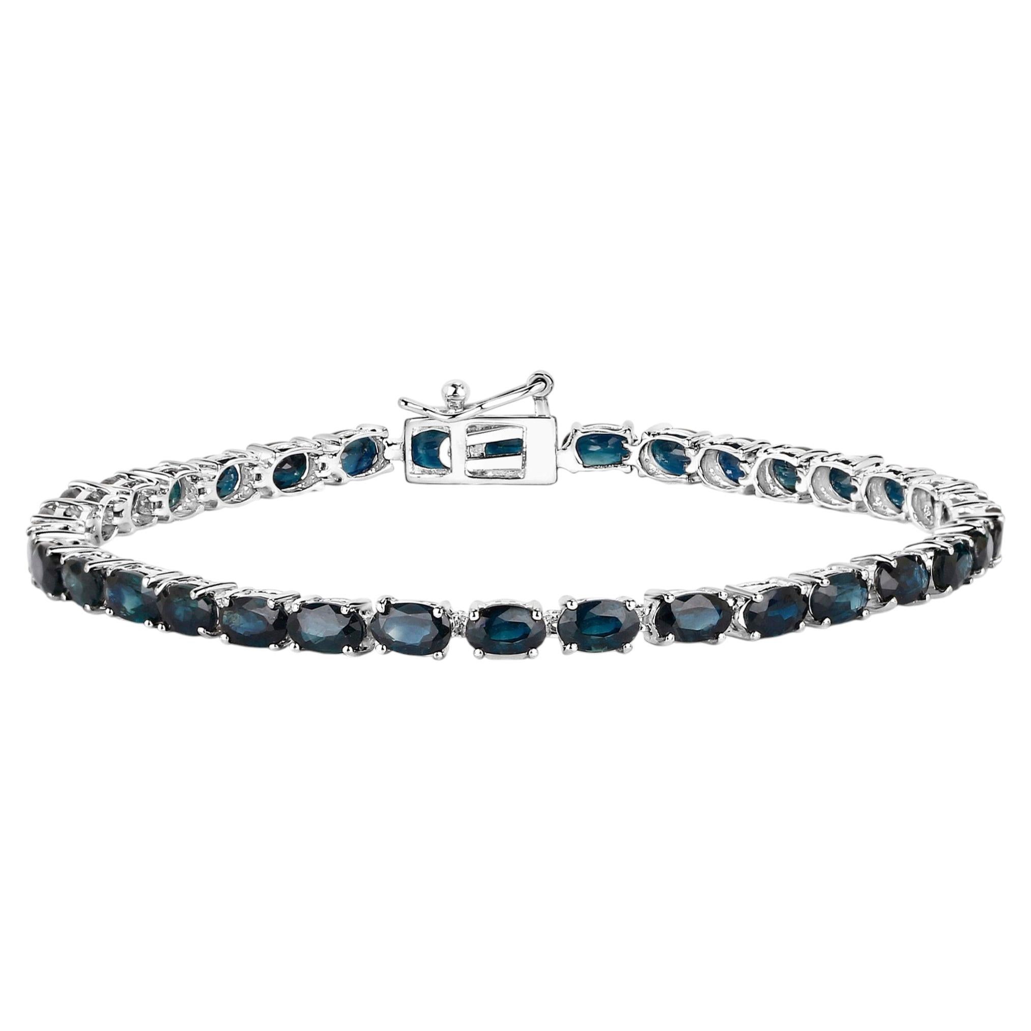 Bracciale con zaffiro blu 7,46 carati in oro bianco 14K in vendita