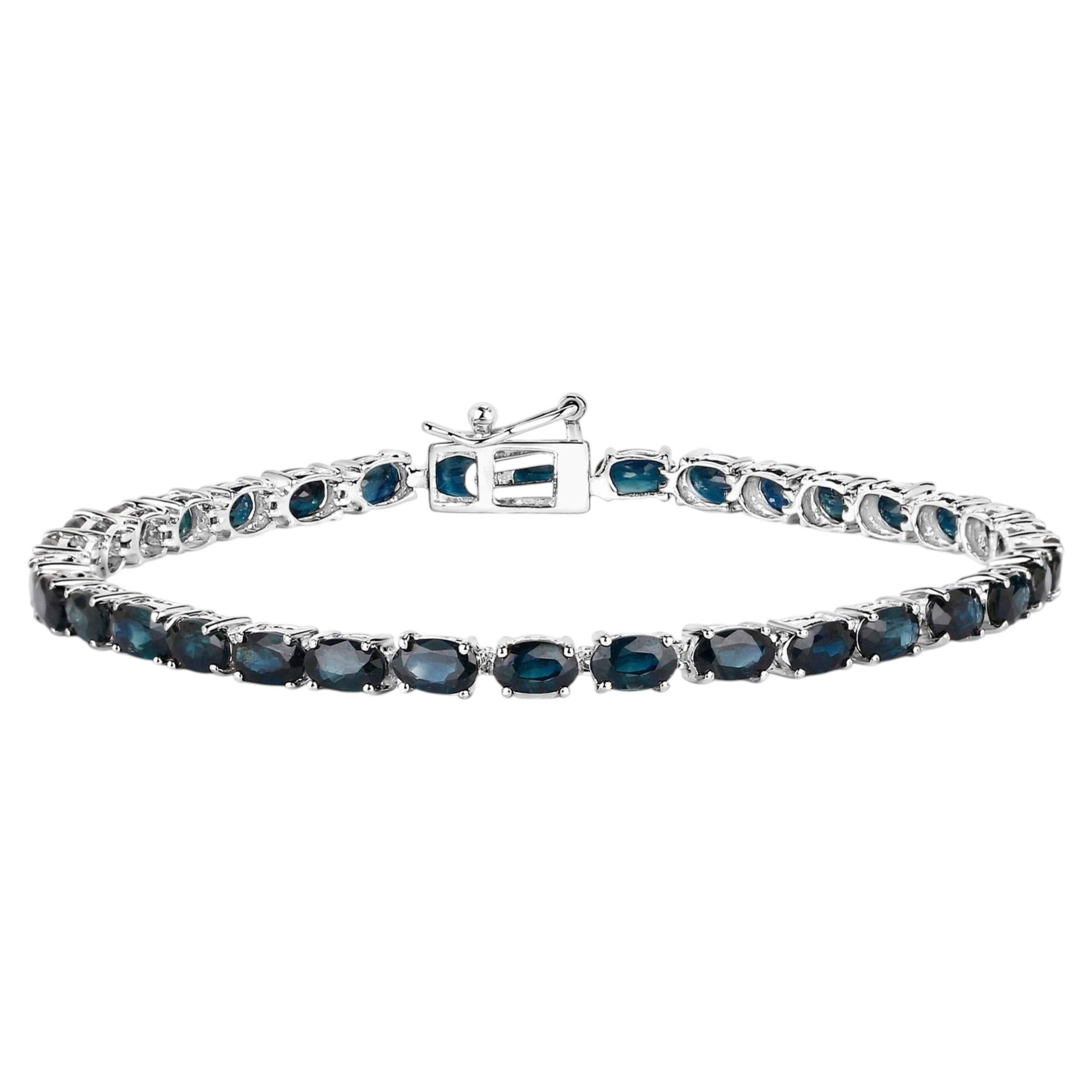 Pulsera Zafiro Azul 7,46 Quilates Oro Blanco 14K