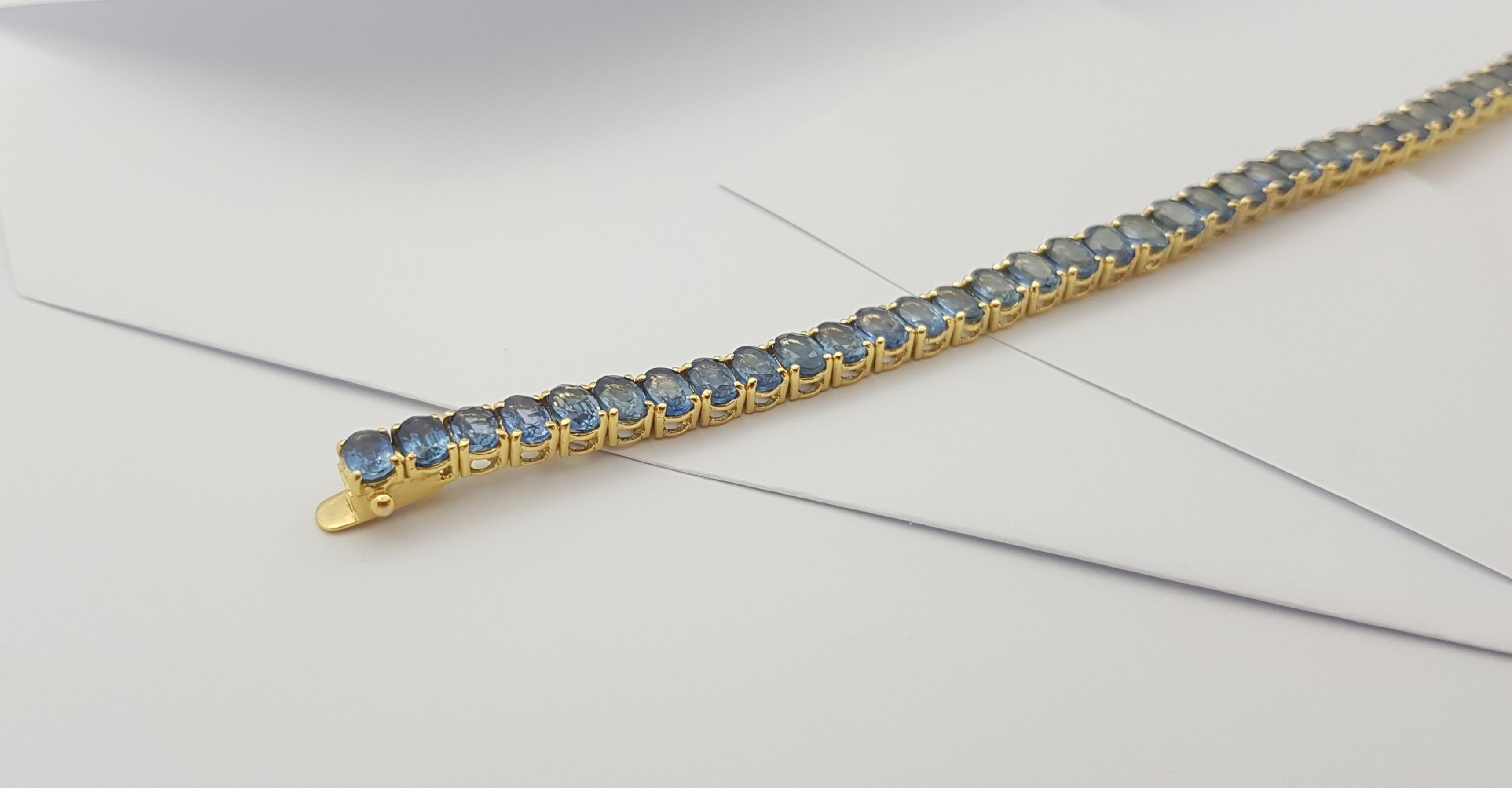 Blue Sapphire Bracelet Set in 14 Karat Gold Settings For Sale 4