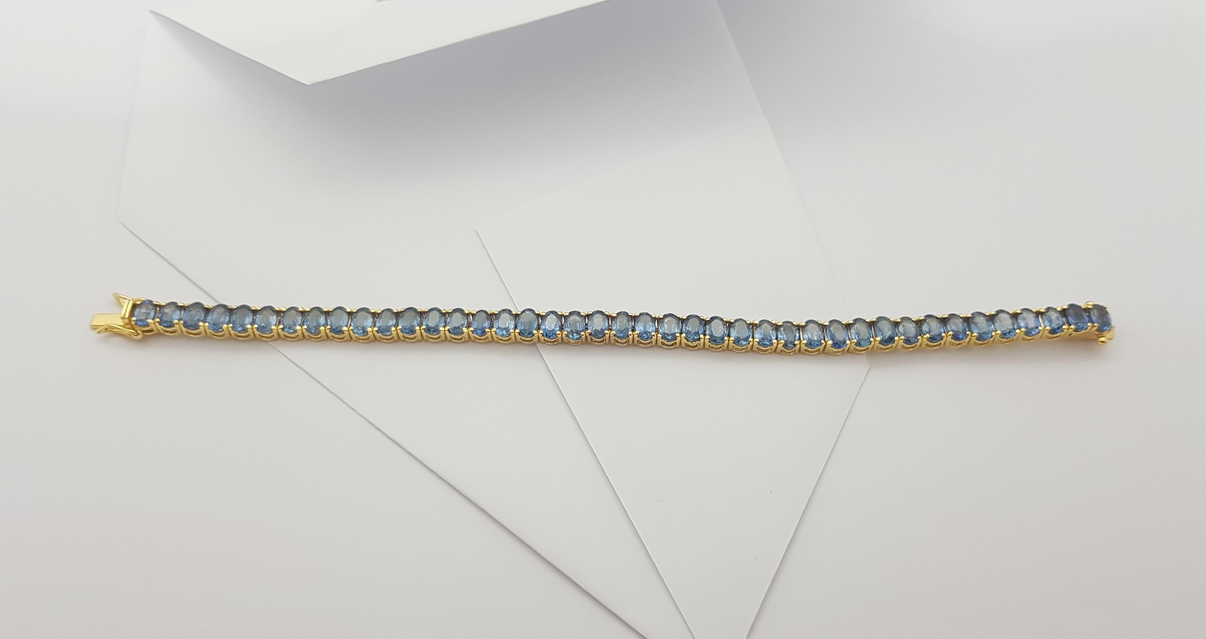 Blue Sapphire Bracelet Set in 14 Karat Gold Settings For Sale 6