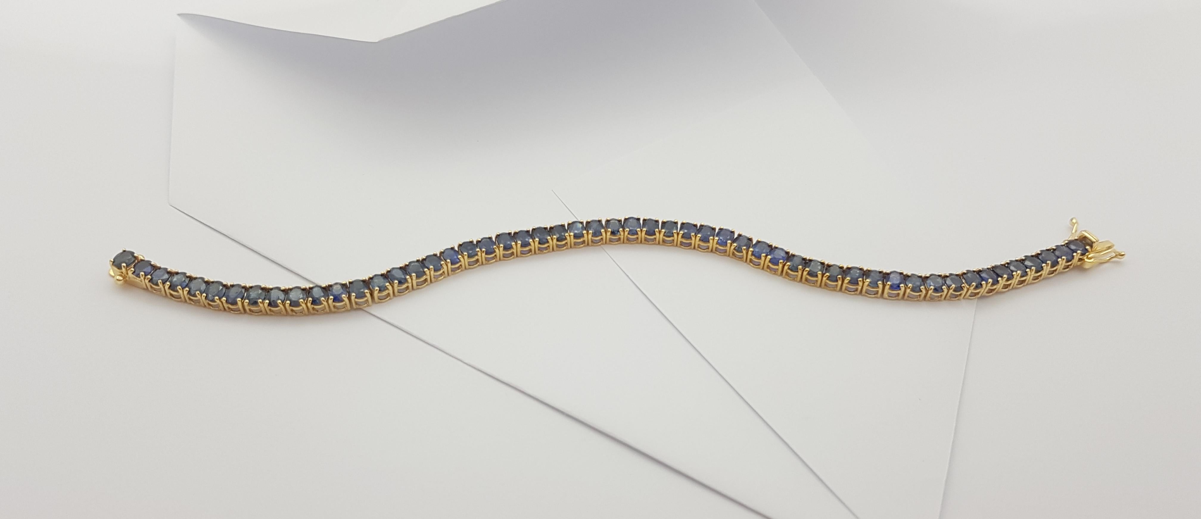 Blue Sapphire Bracelet Set in 14 Karat Gold Settings For Sale 3