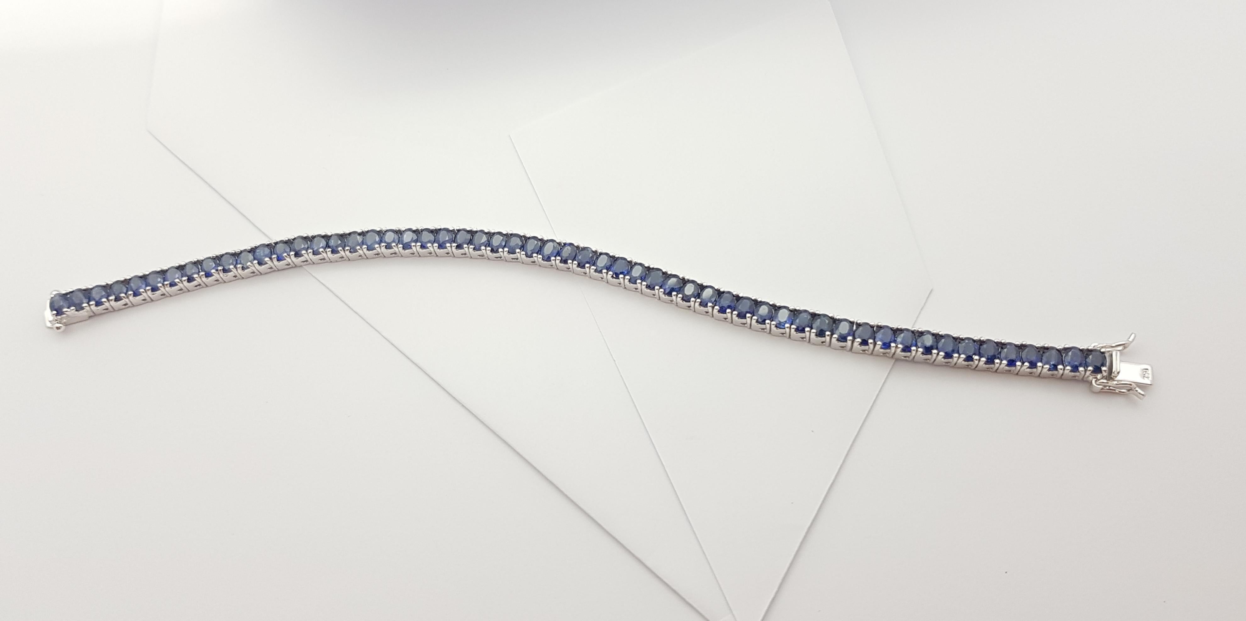 Blue Sapphire Bracelet Set in 18 Karat White Gold Settings For Sale 4