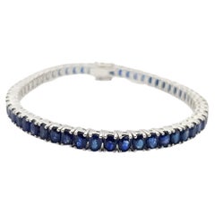 Blue Sapphire Bracelet Set in 18 Karat White Gold Settings