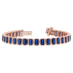 Bracelet en saphir bleu serti dans de l'or rose 18 carats