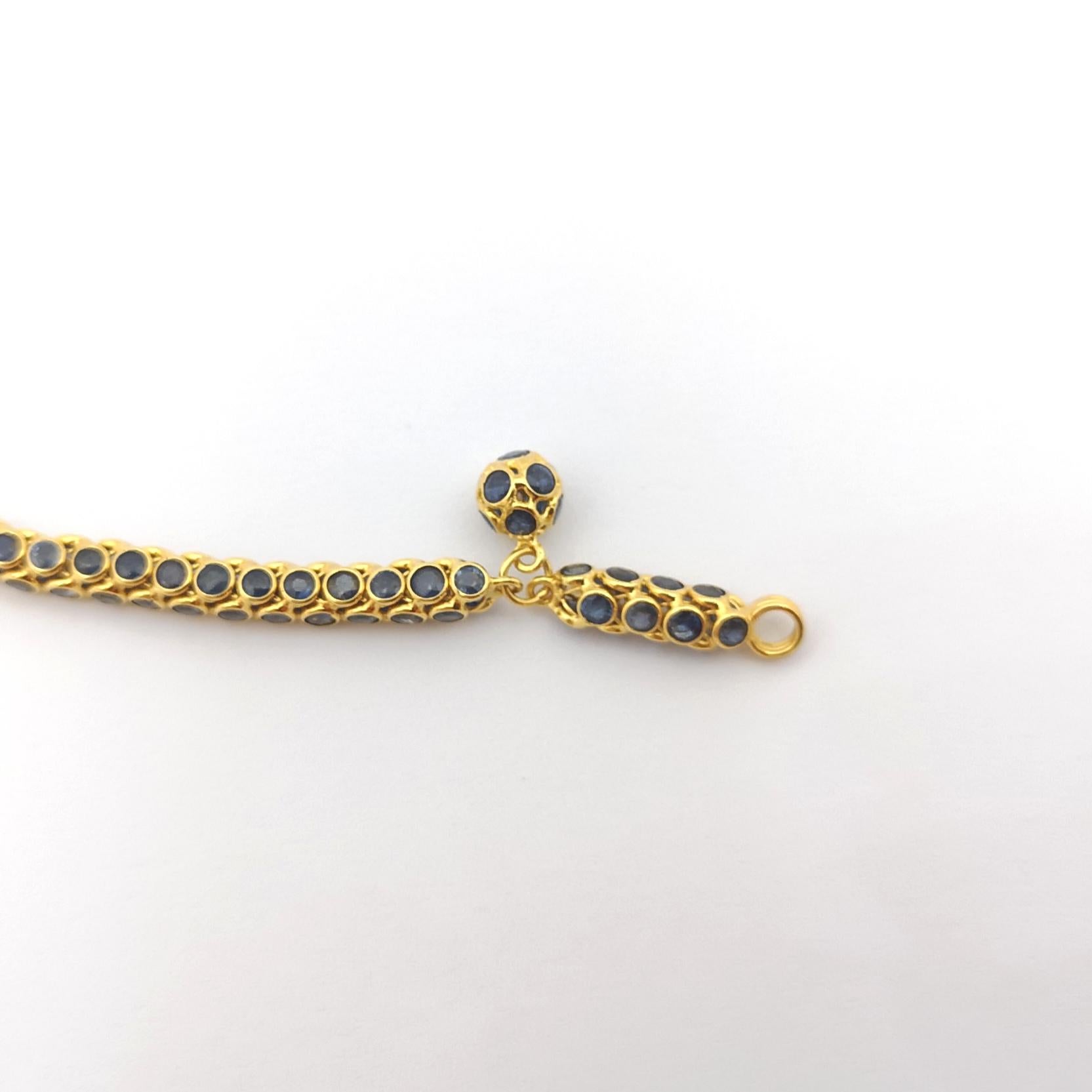 Armband mit blauem Saphir in 18 Karat Goldfassungen  im Angebot 7