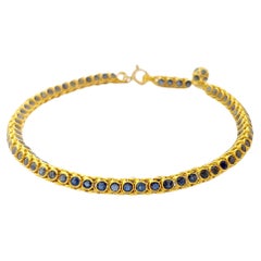 Blue Sapphire Bracelet Set in 18K Gold Settings 