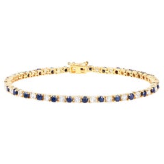 Bracciale con zaffiro blu Topazio bianco 6,6 carati Argento placcato oro giallo 18K