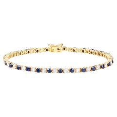 Bracciale con zaffiro blu Topazio bianco 6,6 carati Argento placcato oro giallo 18K